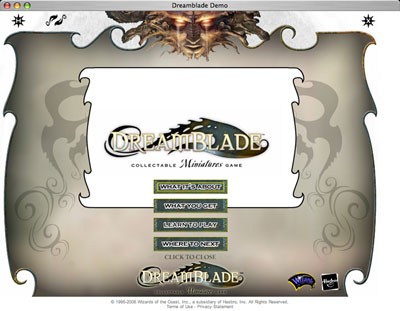 Dreamblade Online Demo Menu