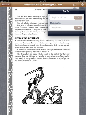A PDF being displayed in DiceBook
